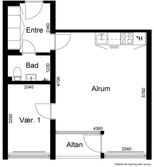 2-værelses ( 54 m² )